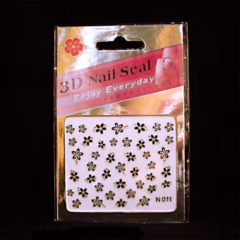 Svarta nagelstickers, N011 blommor