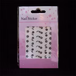 Svarta nagelstickers, NB004 blommor