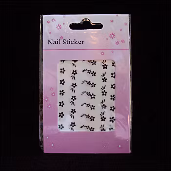 Svarta nagelstickers, NB004 blommor