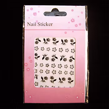 Svarta nagelstickers, NB027 blommor