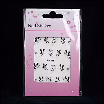 Nail tattoos svarta, BLE246 fjärilar