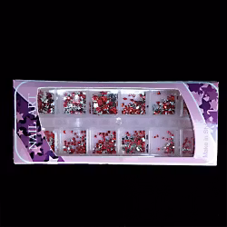 Rhinestones 12 sorter, röda