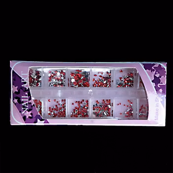 Rhinestones 12 sorter, röda