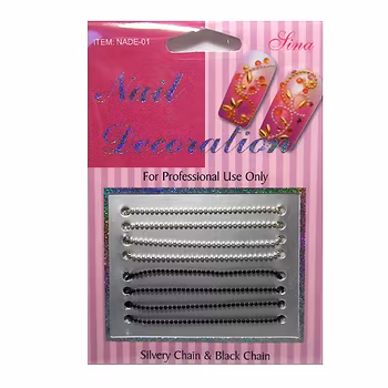 Nailart kedja, svart och silver