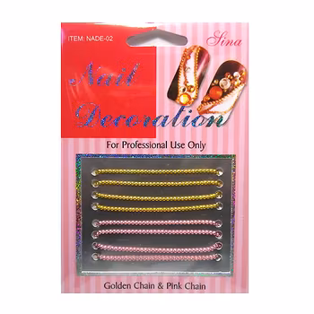 Nailart kedja, rosa och guld