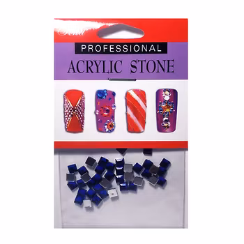 48 st rhinestones kvadrat 4 mm, mörkblå