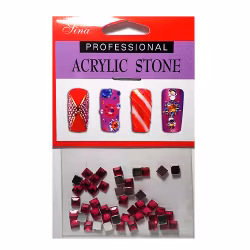 48 st rhinestones kvadrat 4 mm, mörkrosa