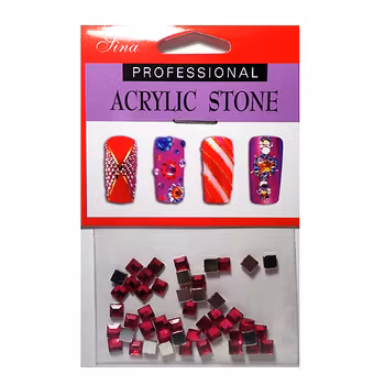 48 st rhinestones kvadrat 4 mm, mörkrosa