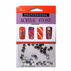 48 st rhinestones kvadrat 4 mm, silver