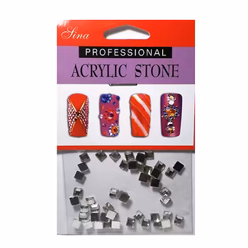 48 st rhinestones kvadrat 4 mm, silver