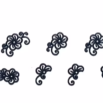Svarta nagelstickers BLE785D blommor
