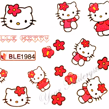 Nail tattoos blandade, BLE1984 Hello Kitty
