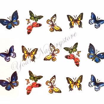 Nail tattoos blandade, BLE2014 fjärilar