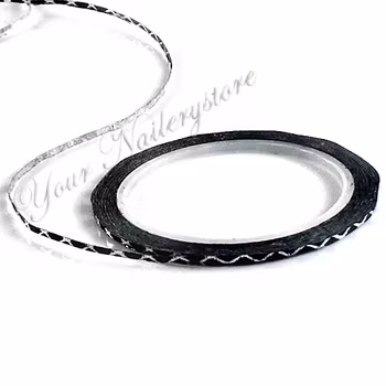 Striping tape, svart med silvermönster