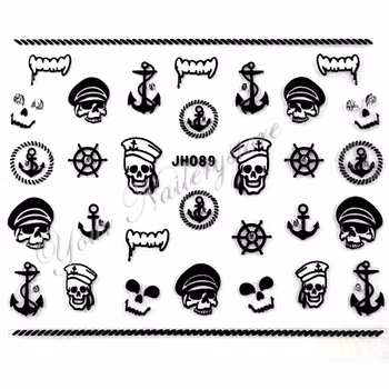 Nagelstickers svarta, JH089 döskallar