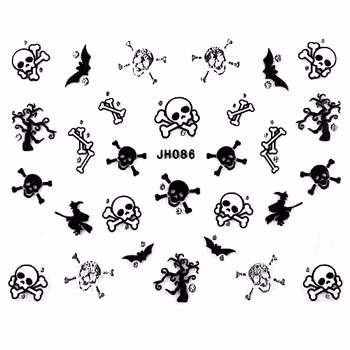 Nagelstickers svarta, JH086 döskallar