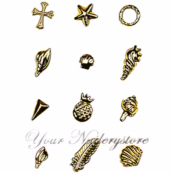 Gulddekorationer till naglar, snurra