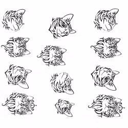 Nail tattoos svarta, D245 Katter