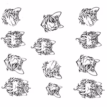 Nail tattoos svarta, D245 Katter