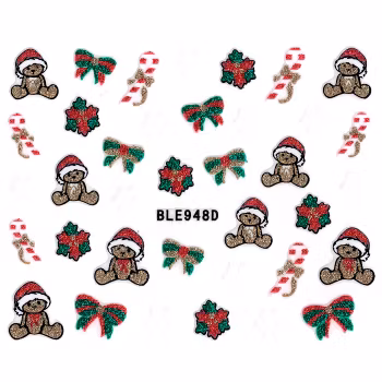 Nagelstickers jul, BLE948D Nallar