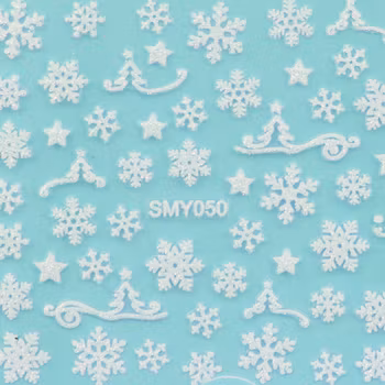 Nagelstickers vita jul, SMY050 snöflingor