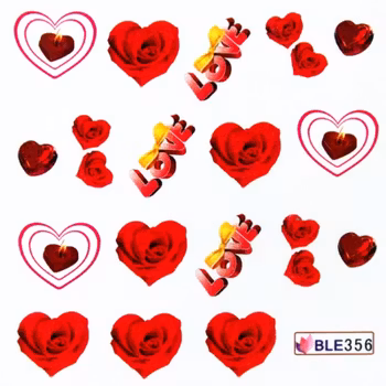 Nail tattoos blandade, BLE356 hjärtan