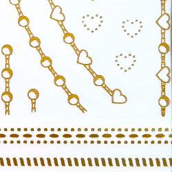 Nail tattoos guld, Y-099 kedjor & hjärtan
