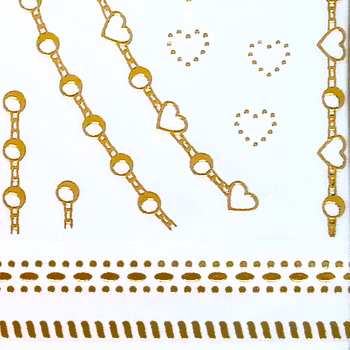 Nail tattoos guld, Y-099 kedjor & hjärtan