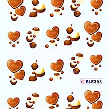 Nail tattoos blandade, BLE358 hjärtan