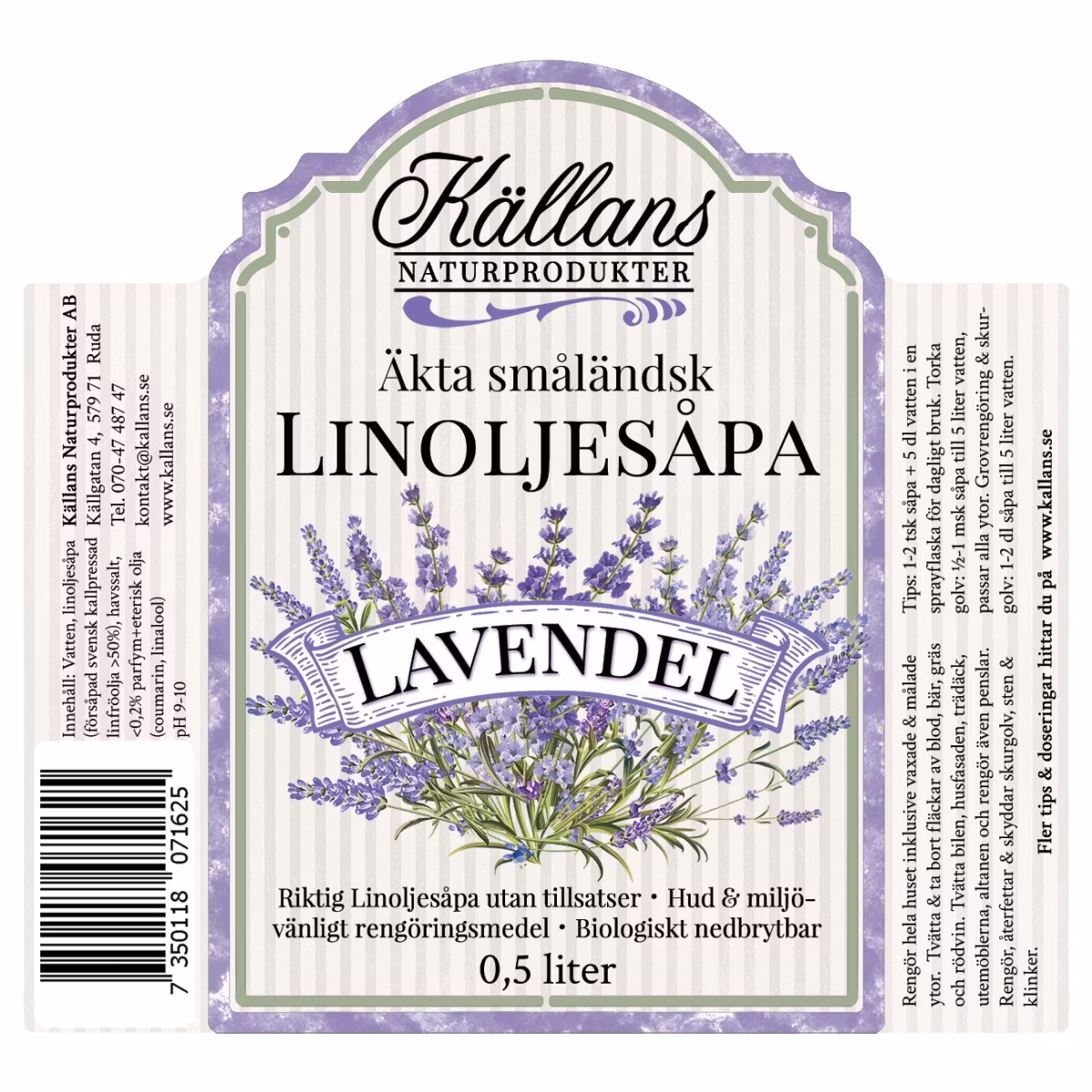 Linoljesåpa Lavendel Källans Naturprodukter