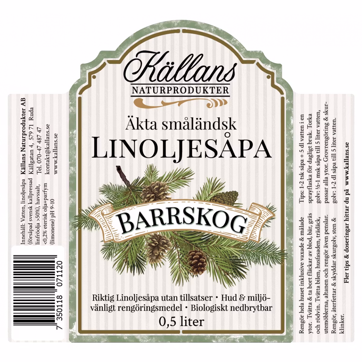 Linoljesåpa Barrskog Källans Naturprodukter