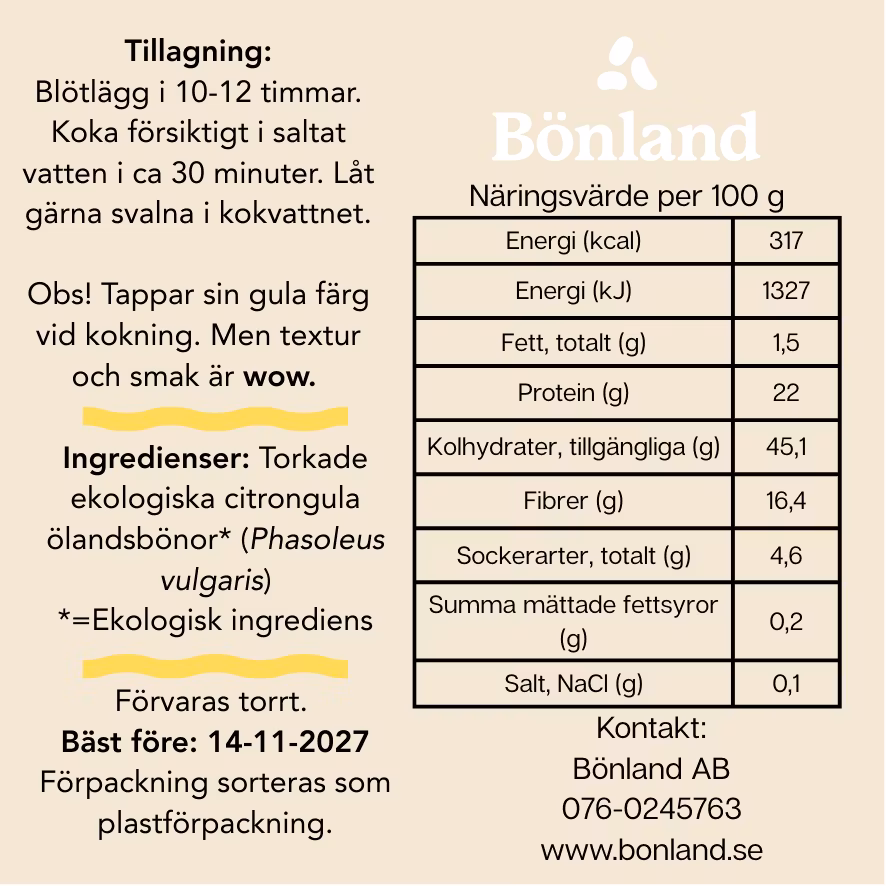 Citrongul Ölandsböna Svenska & Ekologiska 333g