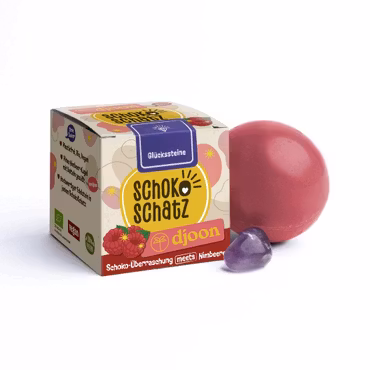 Chokladöverraskning Hallon med ädelsten - Sockerfri Ekologisk & Rättvis