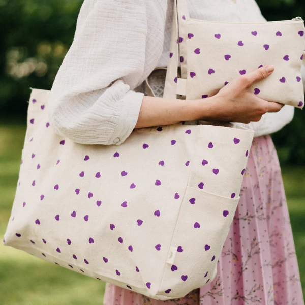 HJÄRTA LILA Tygkasse Ekologisk - Tote bag Låg