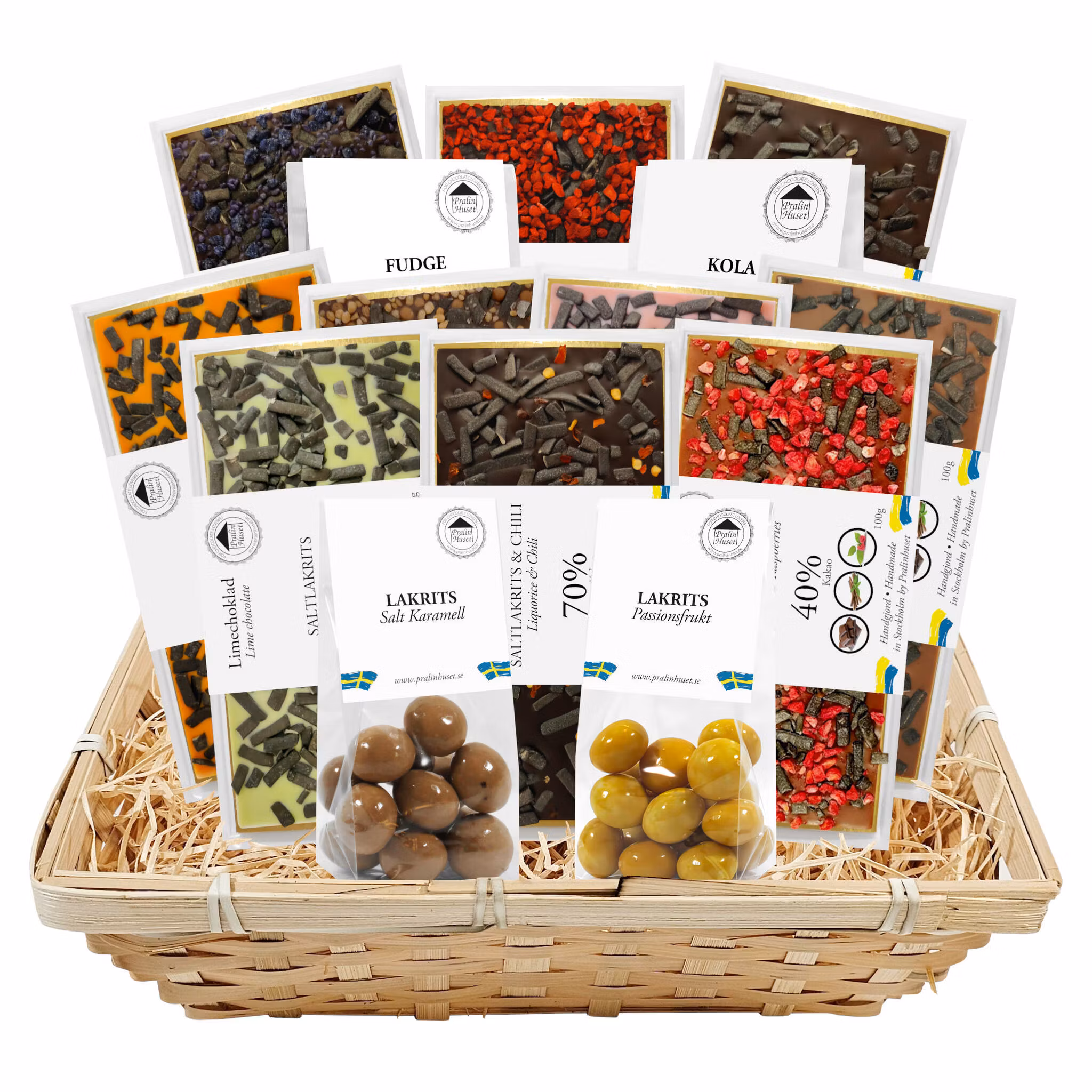 Pralinhuset - Vävd Presentkorg - Nyår - Lakrits 1,5 kg