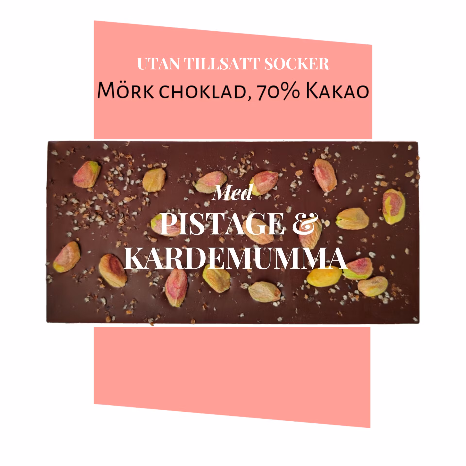 Pralinhuset - 70% Kakao - Pistage & Kardemumma - Utan tillsatt socker