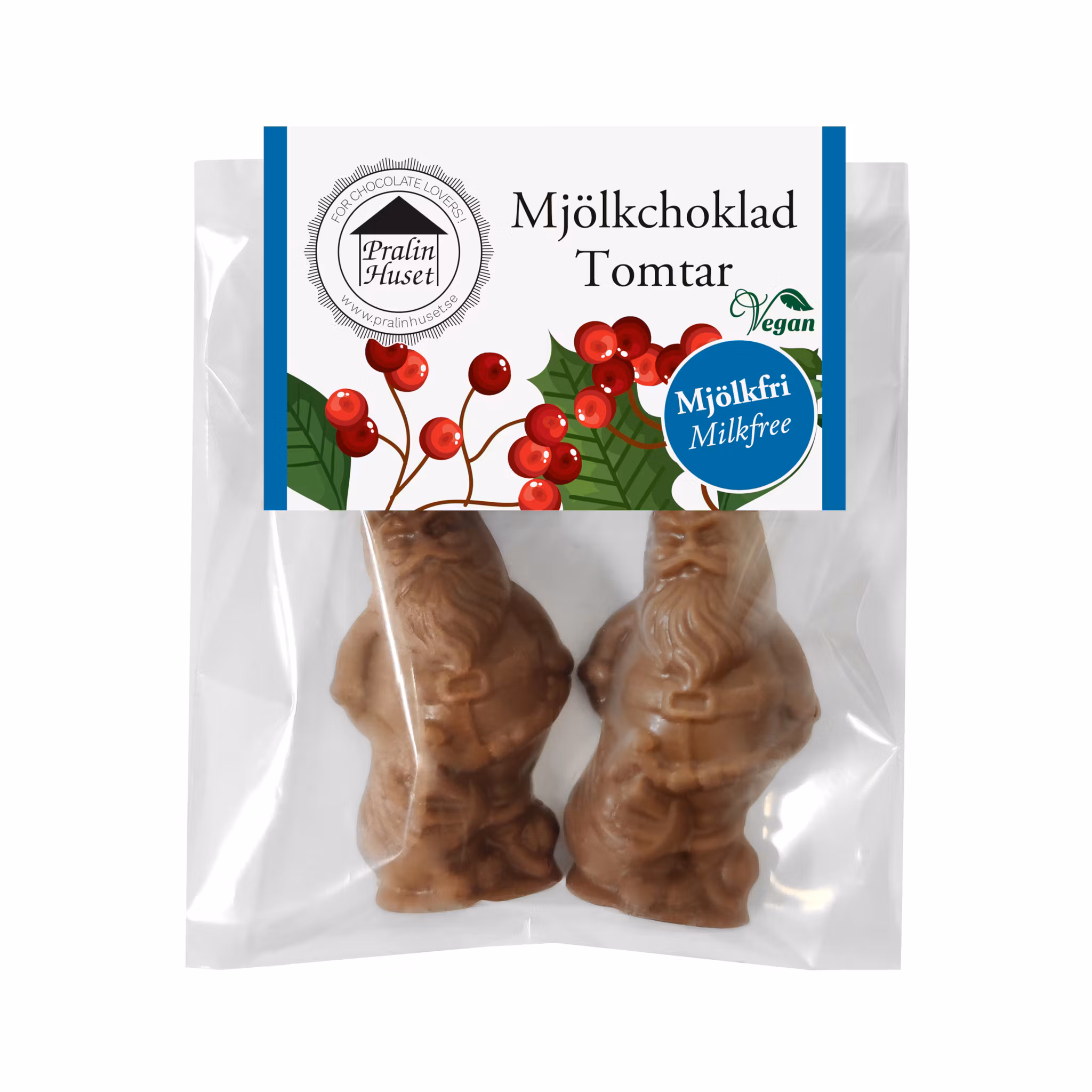 Pralinhuset - Julpåse - 2 pack Tomtar - Mjölkfri Choklad