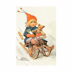 Julkort - Flickan på Släden