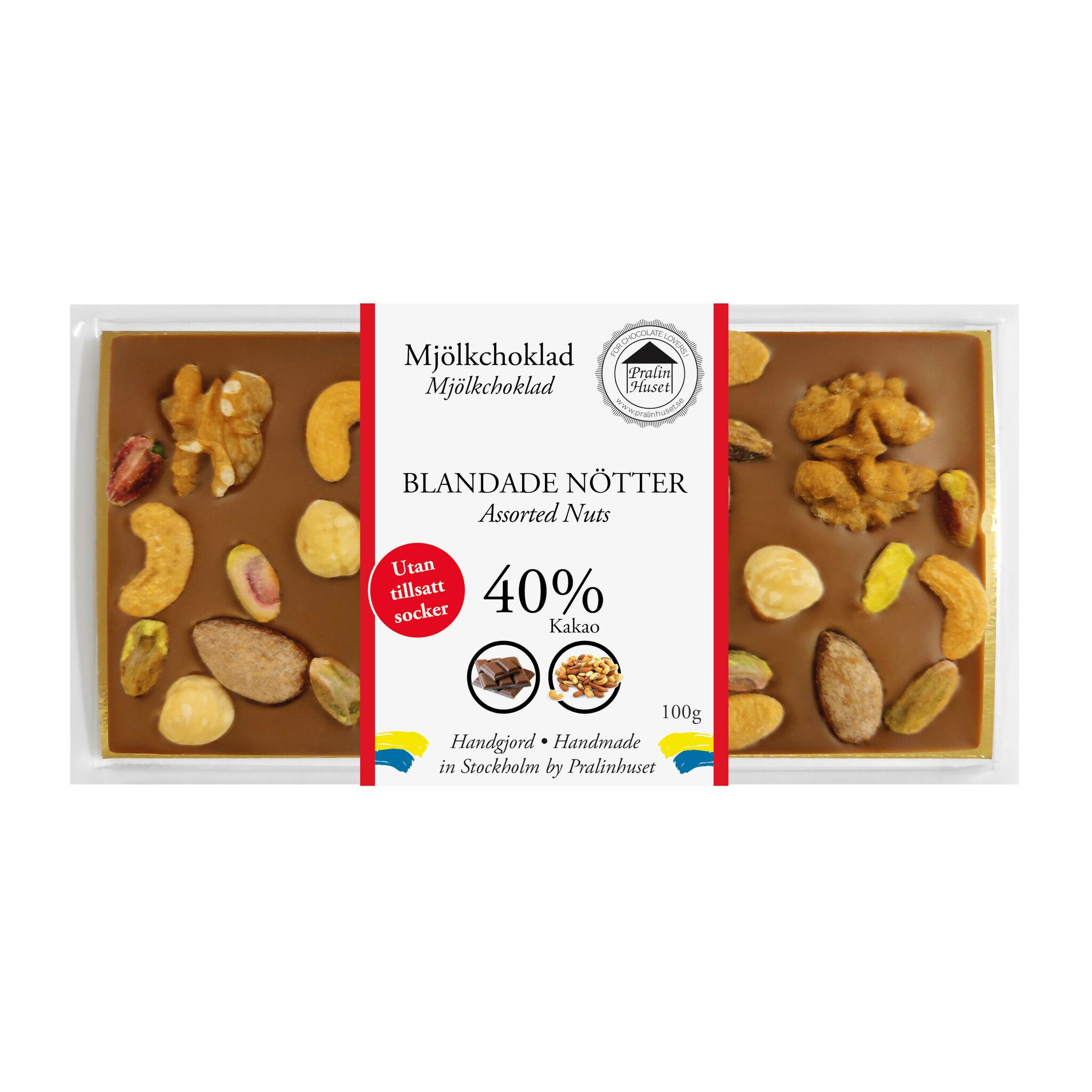 Pralinhuset - 40% Kakao - Blandade Nötter - Utan Tillsatt Socker