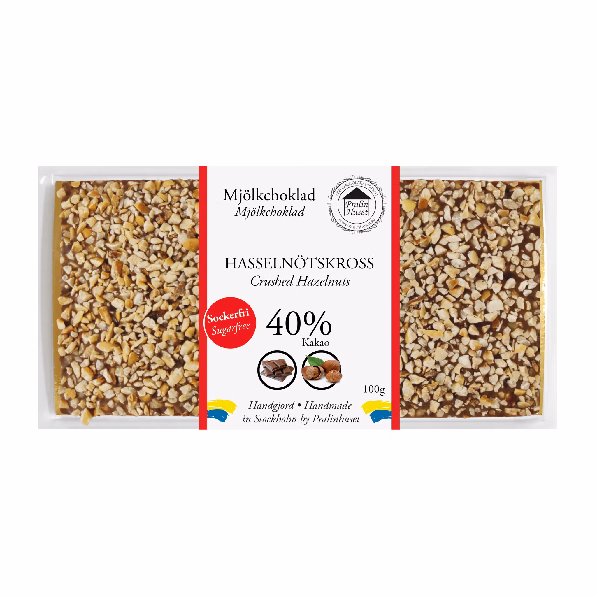 Pralinhuset - 40% Kakao - Hasselnötskross - Utan Tillsatt Socker