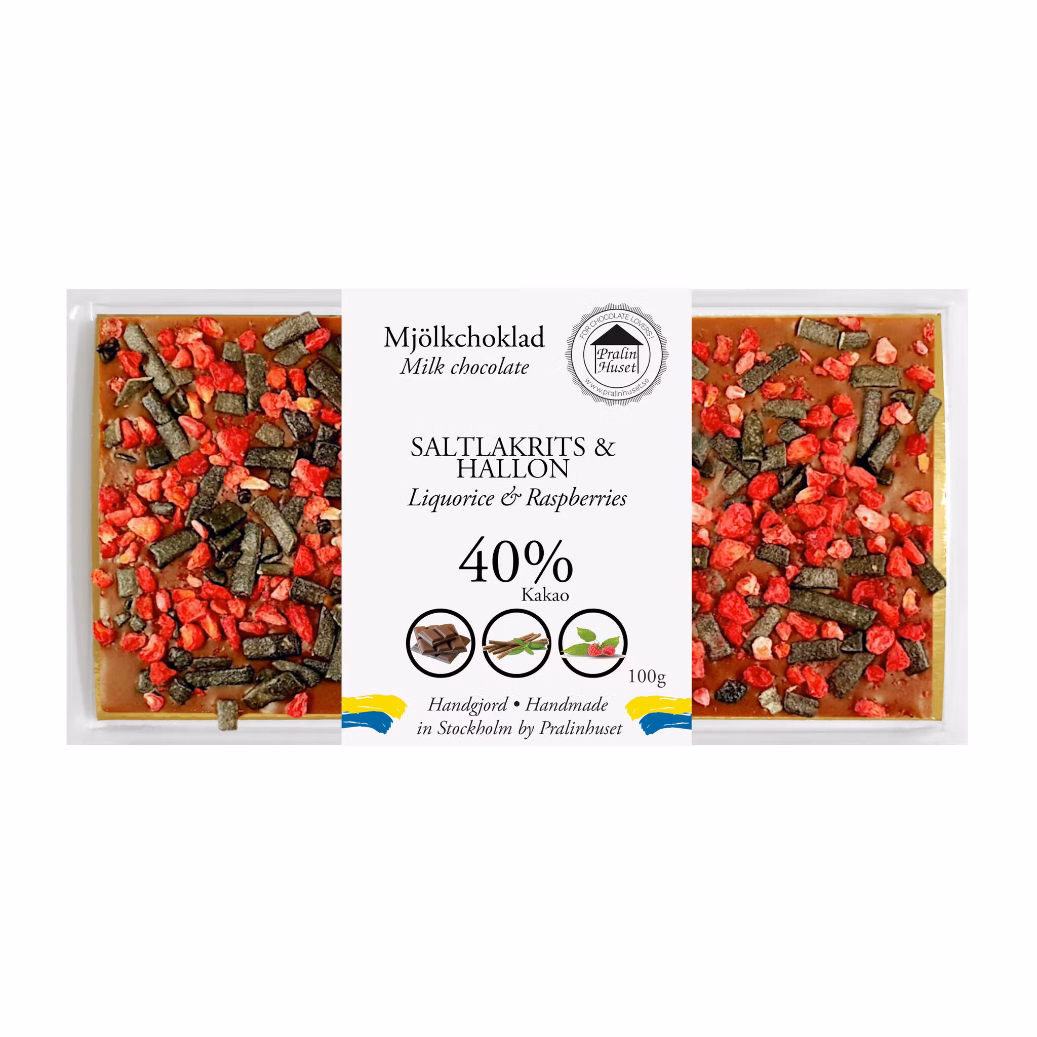 Pralinhuset - 40% Kakao - Saltlakrits & Hallon