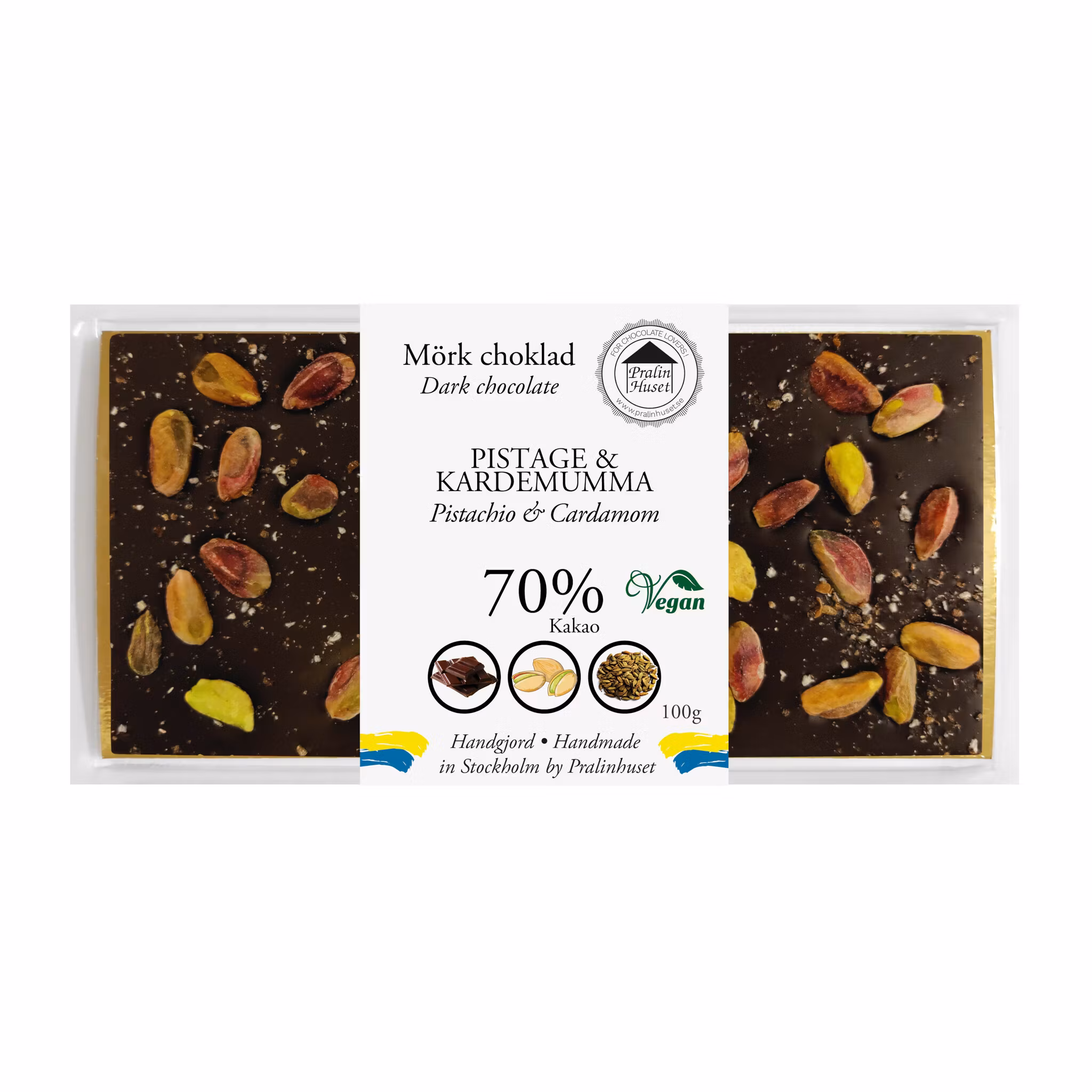 Pralinhuset - 70% Kakao - Pistage & Kardemumma