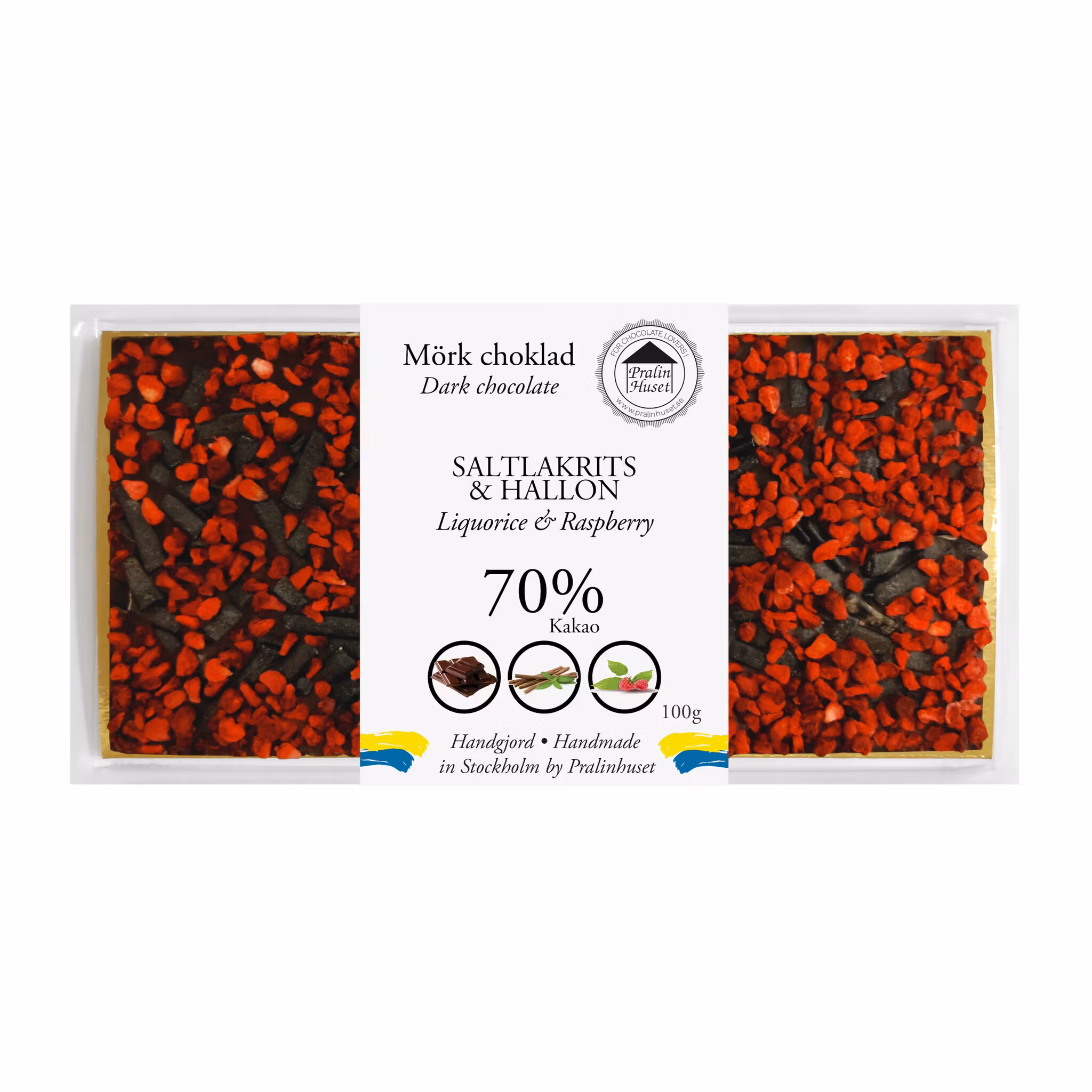Pralinhuset - 70% Kakao - Saltlakrits & Hallon