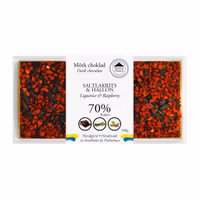 Pralinhuset - 70% Kakao - Saltlakrits & Hallon