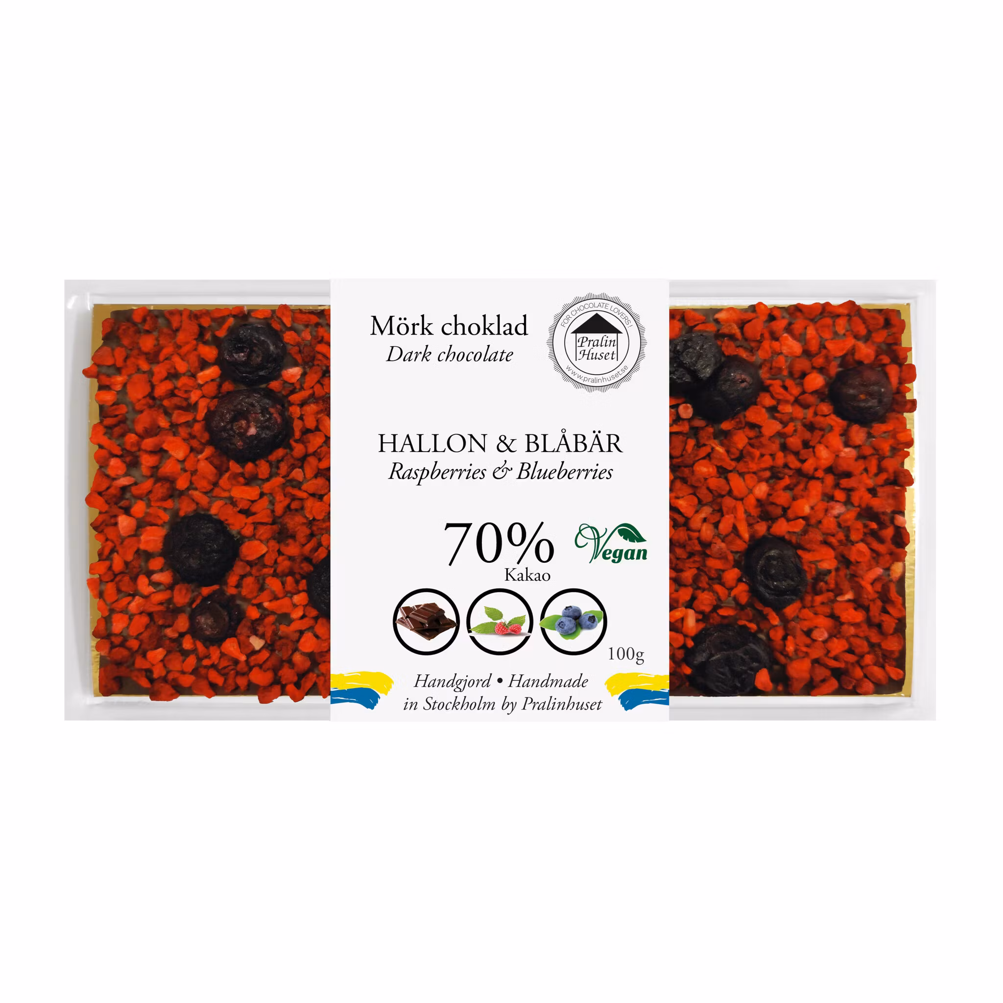 Pralinhuset - 70% Kakao - Hallon & Blåbär