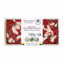 Pralinhuset - 70% Kakao - Hallon, Mintkrisp & Kokos