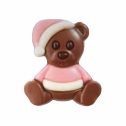 Chokladfigur - Rosa Nallebjörn - Ljus Choklad