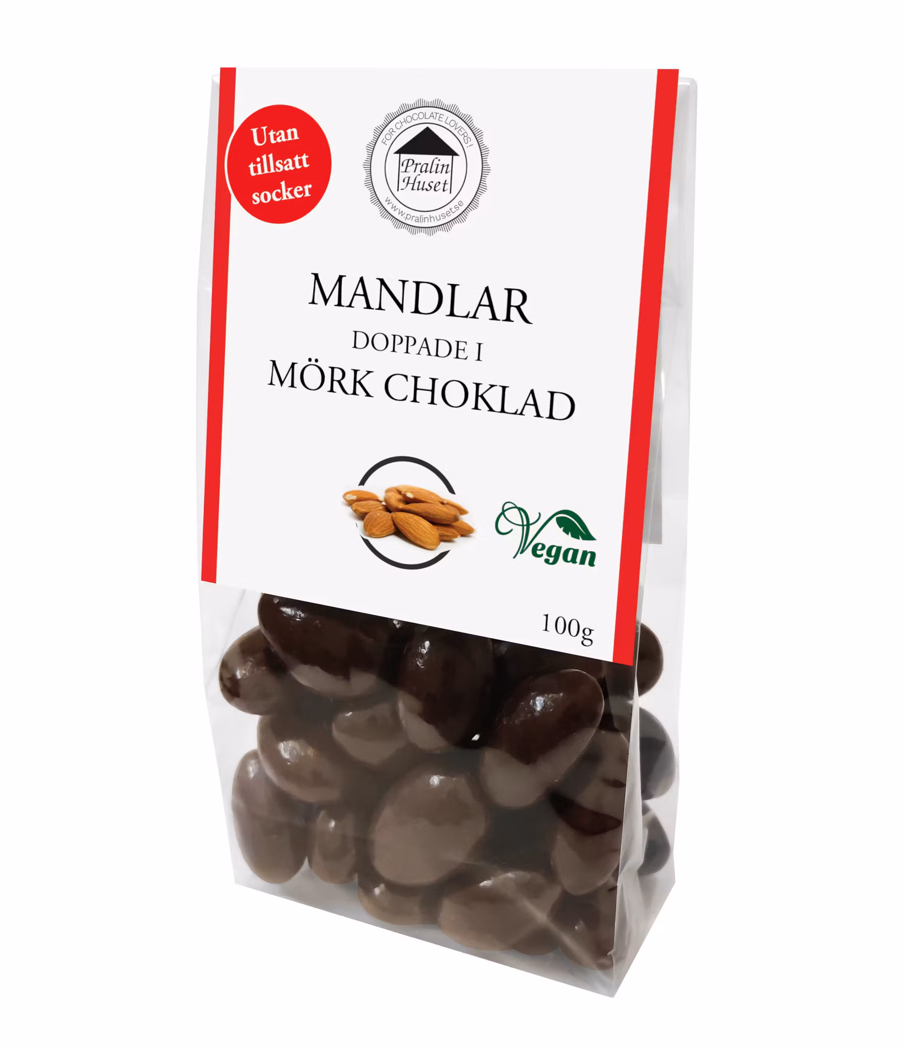 Pralinhuset - Mandlar i Mörk Choklad - Utan Tillsatt Socker