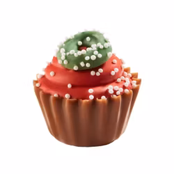 Julpralin - Jul Cup Cake - Hallonganache & hallonbitar