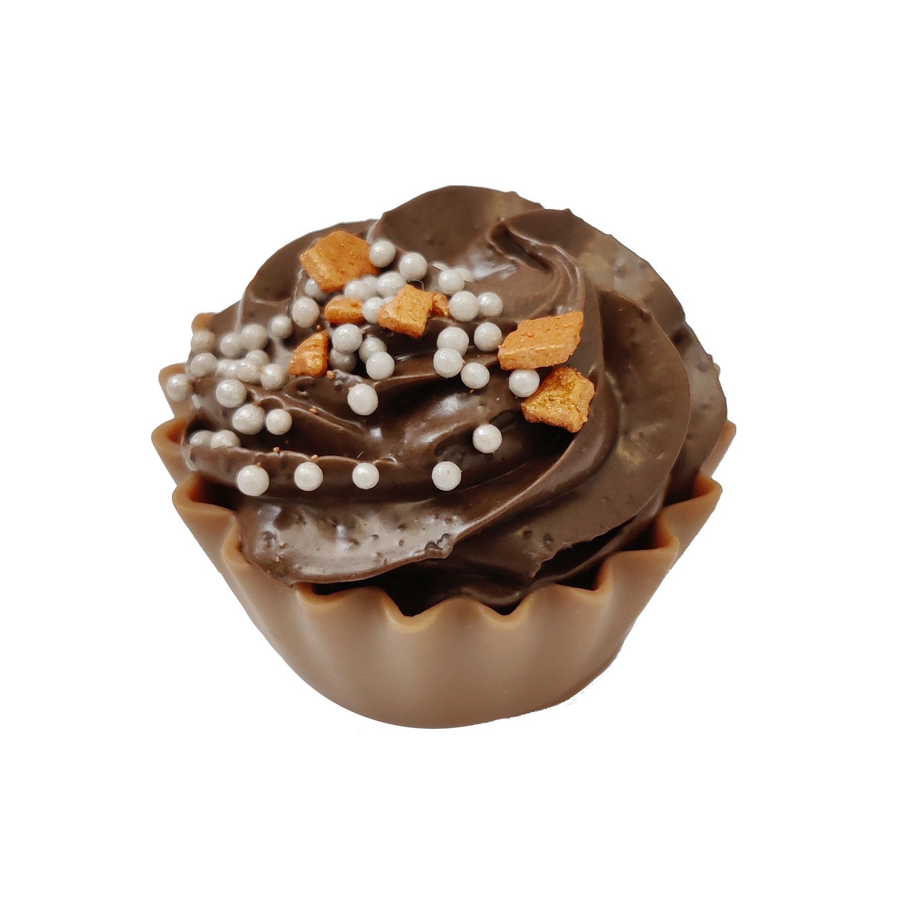 Julpralin - Sparkling Cup Cake - Mörk Krämig Ganache